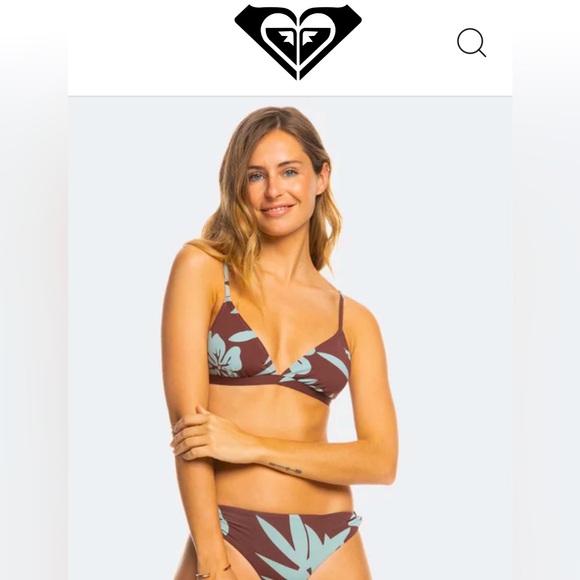 NWT ROXY -Palm Cruz Triangle Bikini- BITTER CHOCOLATE PALMERIA (adjustable) - Picture 1 of 14